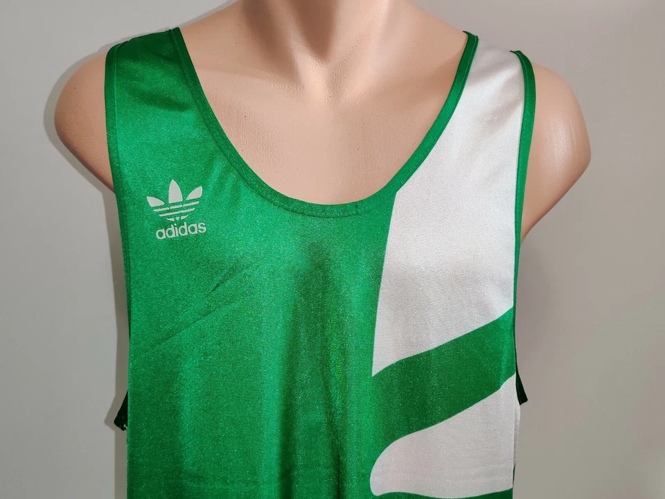 Colete Vintage Treinamento Adidas Verde Corrida Singlet Jersey Sem Mangas Anos 90 Marrocos - Imagem 2 de 4