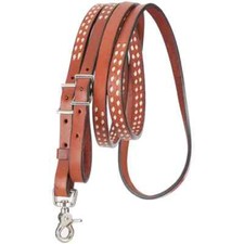 Western Tan Leather Roping Reins With Buck Stitched