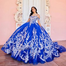 Luxury Sequin Appliques Quinceanera Dresses Tulle Off Shoulder Birthday Sweet 16