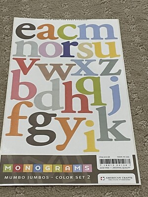 5 Sheets Vintage American Crafts Monograms Letter Stickers