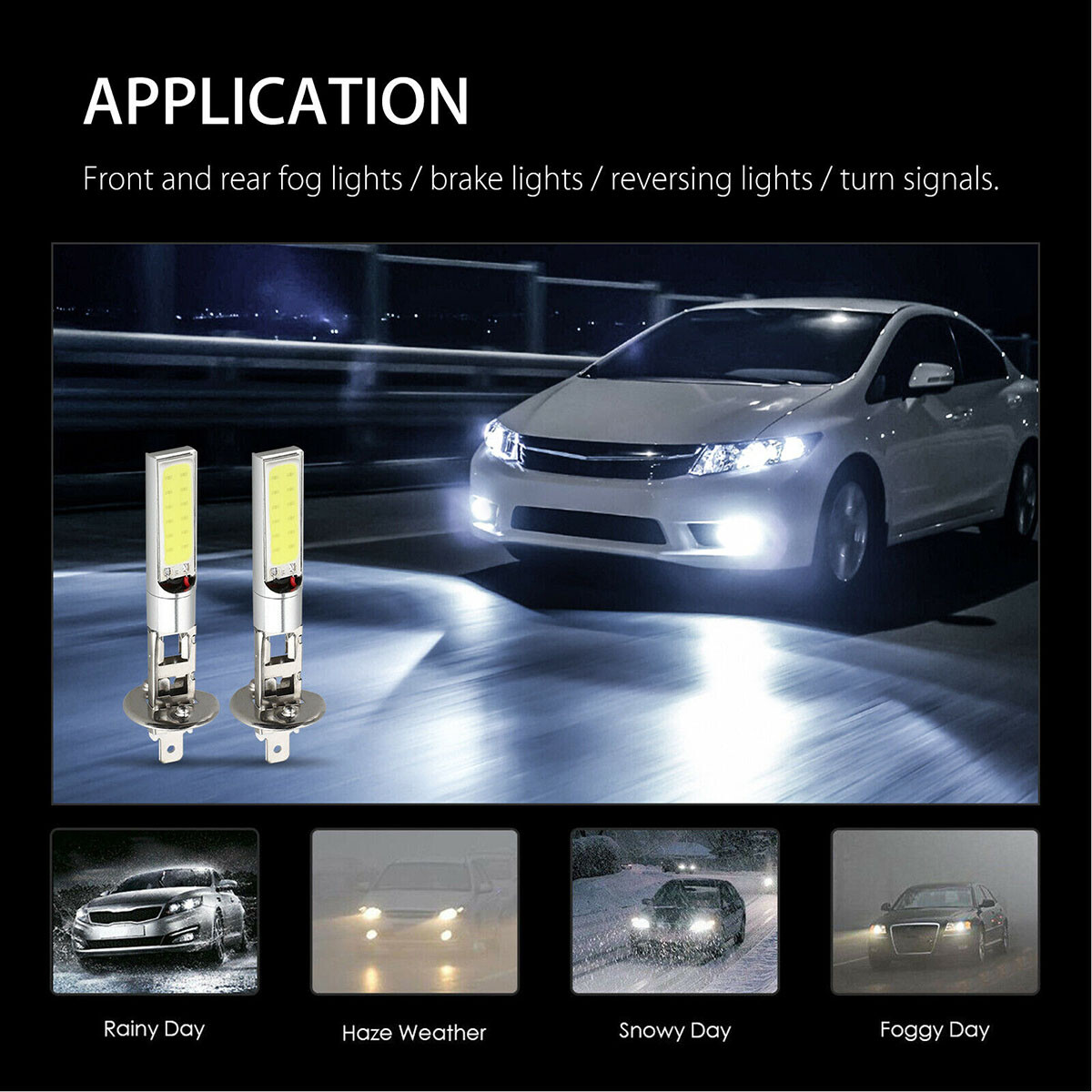 4x H1 LED Headlight Bulbs Conversion Kit High Low Beam Super Bright