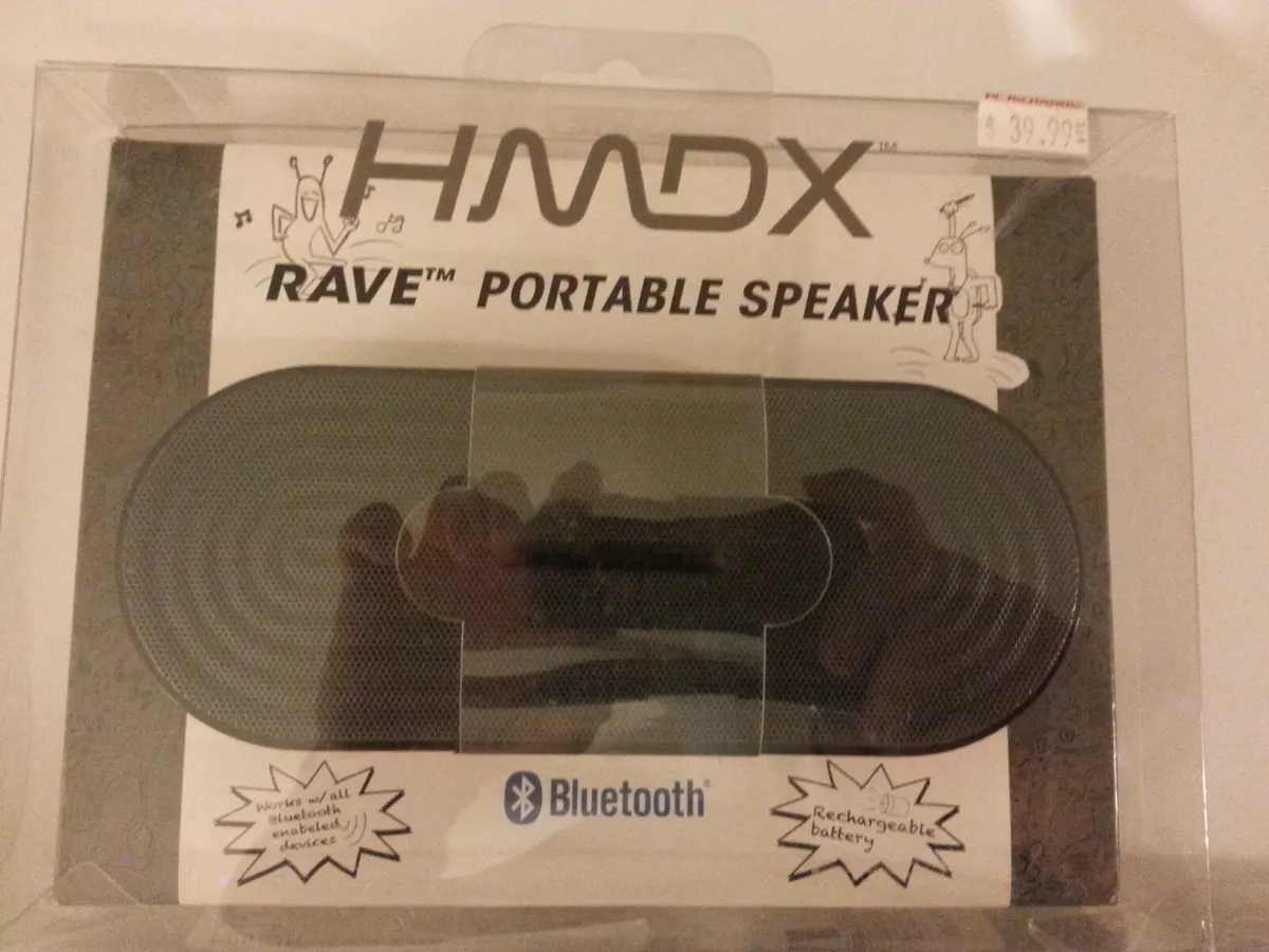 BRAND NEW HMDX Rave Portable Bluetooth Speaker Black w Gray