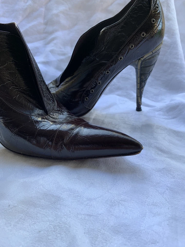 Gianni Barbato 皮革尖头靴/踝靴/意大利皮革/高跟鞋 — 第 3/4 张图片