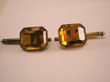 SINGLES 2 1/2" Amber Multi Faceted Rhinestone Vintage Formal Tuxedo Studs g28