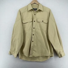 EASTERN MOUNTAIN SPORTS Shirt Mens M Canvas Trail Outdoor Button Up VTG Beige