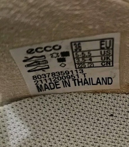 Ecco Womens Zipflex Breathable Mesh Comfort Leather Trainers Beige/Grey UK 3.5/4 - Picture 14 of 15
