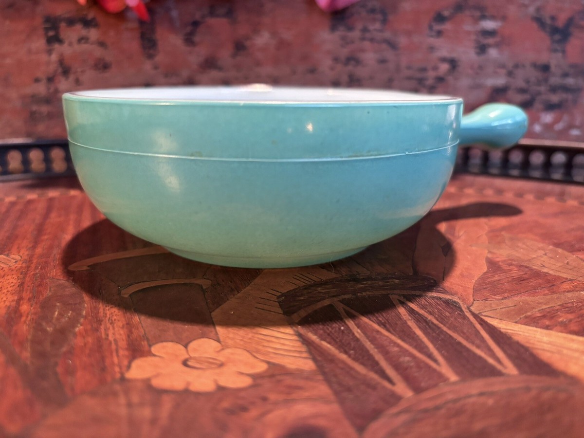 Vintage Glasbake Turquoise Soup Chili Crockpot Bowl J-2057 Vintage Glasbake Turquoise Soup Chili Crockpot Bowl J-2057