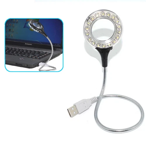 C55 USB LED Buchlampe Leselampe 18x LED 360° flexibel Schwanenhals für PC Laptop