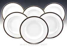 Bernardaud Limoges ANTINEA ANTHRACITE 8-3/4" RIMMED SOUP BOWLS Set of 6 Unused