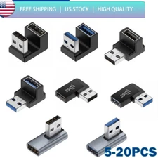 USB 90 Degree Adapter 3.0 A Male to A Female Left Right Up Down Angled Extension