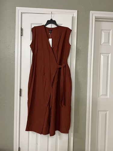 S EILEEN FISHER PEKOE WASHABLE STRETCH CREPE WRAP WIDE LEG JUMPSUIT - 第 5/8 張圖片
