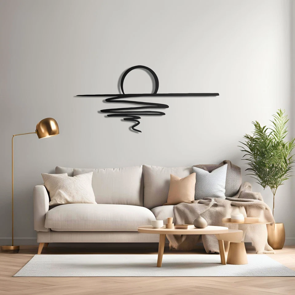 Arte de pared de metal amanecer, decoración del hogar, decoración de pared de sol, colgante de pared, arte de pared grande Foto 4 de 4