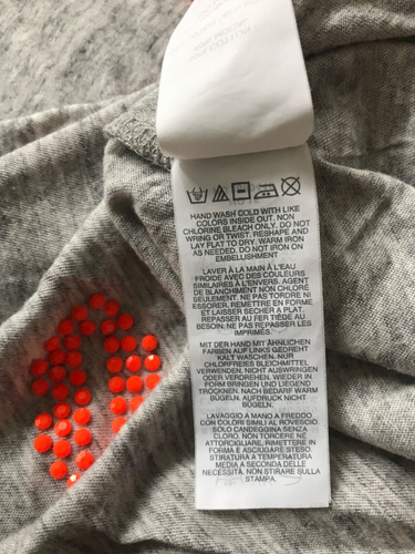 Stunning Rare J CREW Beaded Orange 3D Lips Kisses Embellished Grey T Shirt Top M - Picture 23 of 24
