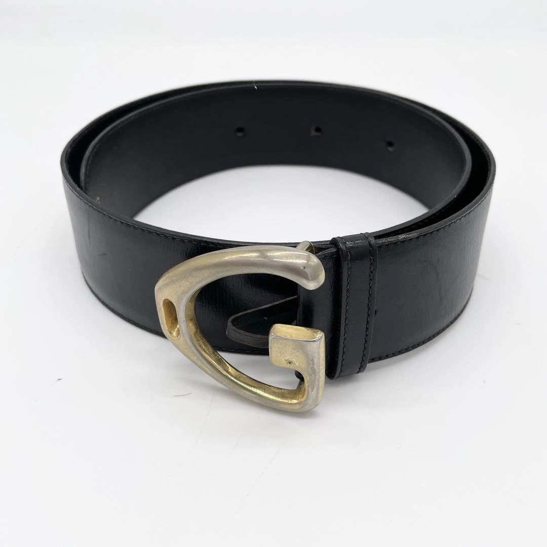 Ceinture GUCCI cuir noir logo G taille 70 Made in Italy du Japon y5608