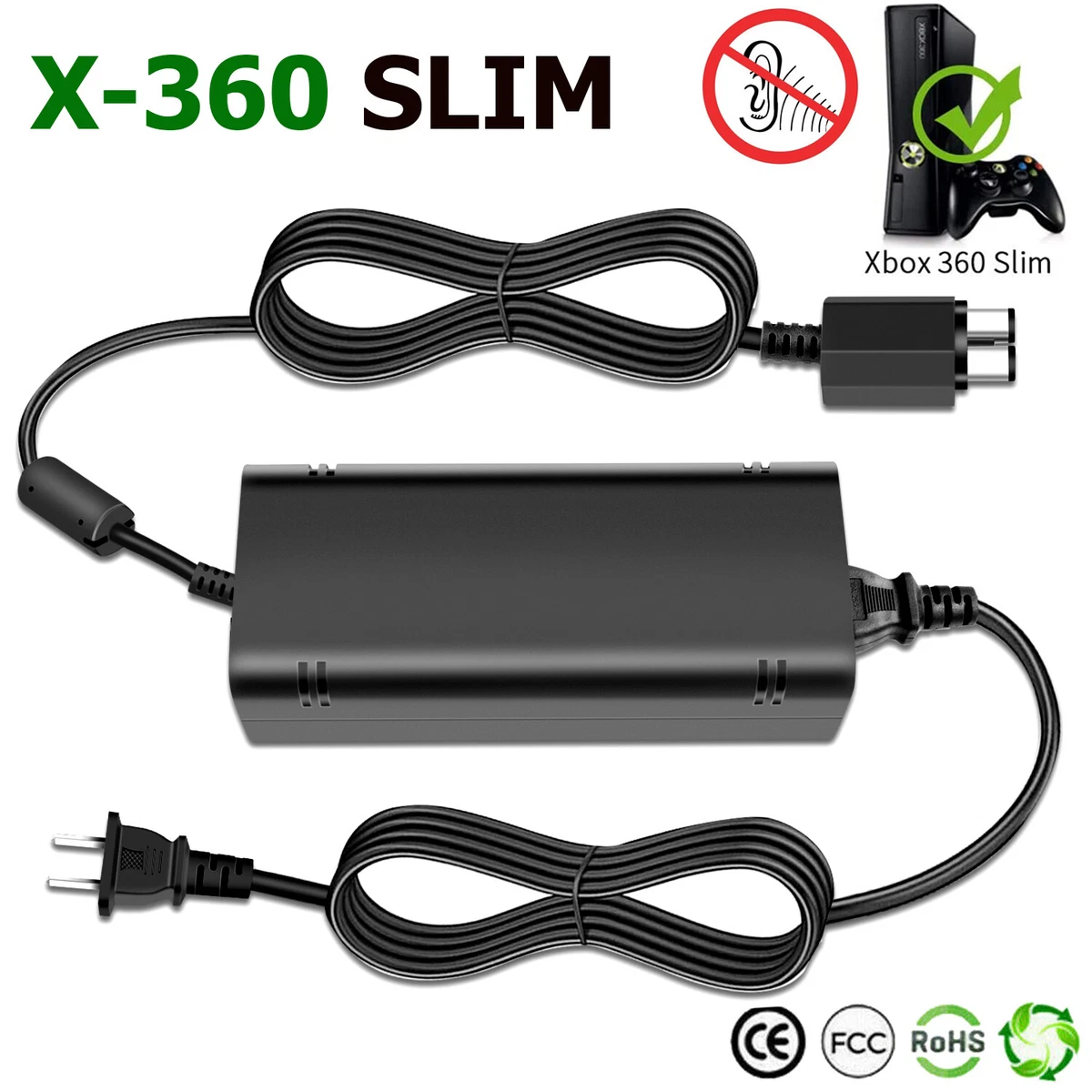 Cavo AC 2 Poli 6ft Cavo Alimentazione AC A 2 Poli JI-HAW JHT-038 Per Xbox One E Xbox 360 (Falcon, Jasper, Slim) Cavo 6 Piedi 10A 125V Grigio