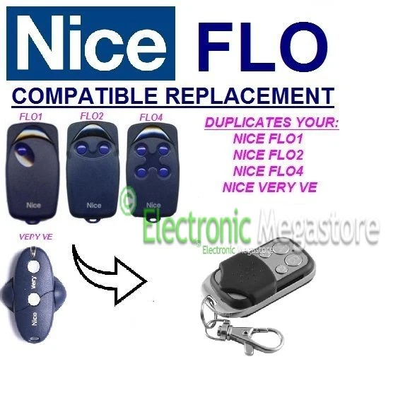 FLA NICE FLO1, Nice FLO2, FLO4, COMPATIBILE RADIOCOMANDO TELECOMANDO 433,92MHz