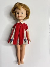 Vintage 1960s PENNY BRITE DOLL - 9" in Red White Dress - De Luxe Reading Corp