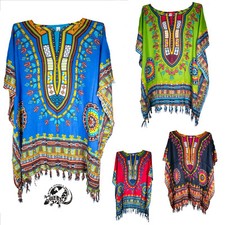 Tunika Kaftan Poncho Bluse Strandkleidung Einheitsgröße Überwurf Stoff Viskose