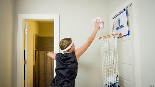 Dirty Dunk Over-The-Door Basketball Hoop Laundry Hamper, Original Theme (20),...