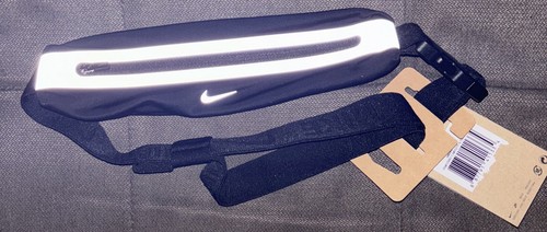 Nike✔️Slim Waistpack 2.0 One Size Swoosh Logo Black/Silver With Zip Pocket