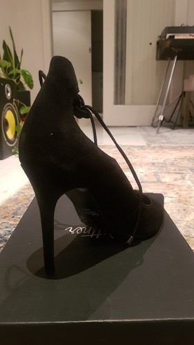 **NEVER WORN ** Wittner Reema Leather Suede Black Lace Up Heel Shoes Sz 41/AU10 - Picture 3 of 12