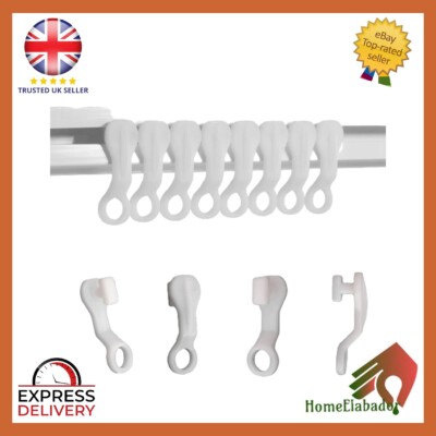 Hordion 100-Piece White Plastic Curtain Track Glider Hooks - For Drapery Rails - View #3