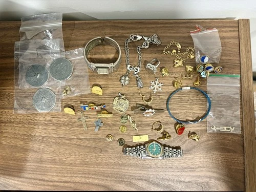 Lot Of Vintage Women’s Costume Jewelry, Watches, Pins, Coins, Etc.