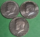 1974 PDS Kennedy Half Dollar -Clad -2-AU/BU & 1-(S is Proof) with Free Shipping