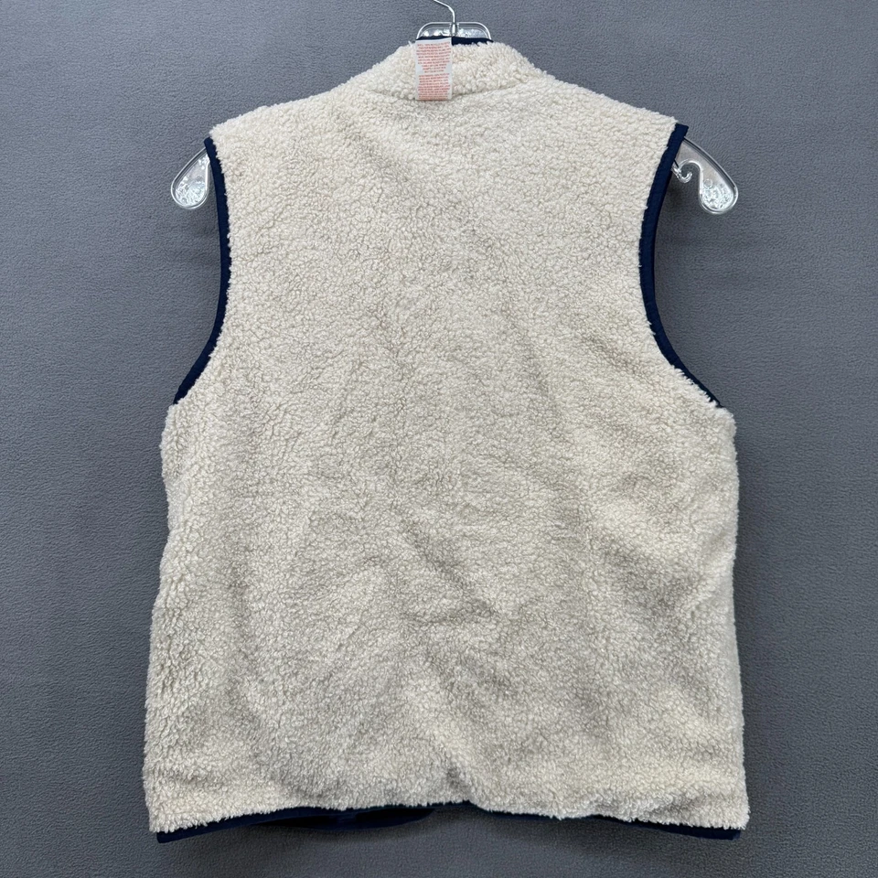 Cat & Jack Vest Jacket Boys Large Navy Blue Faux Fur Reversible Full Zip NWT - Imagem 4 de 4