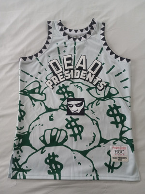 Mens Headgear Classics 1995 Dead Presidents Movie White&Green $$$ Jersey Size XL