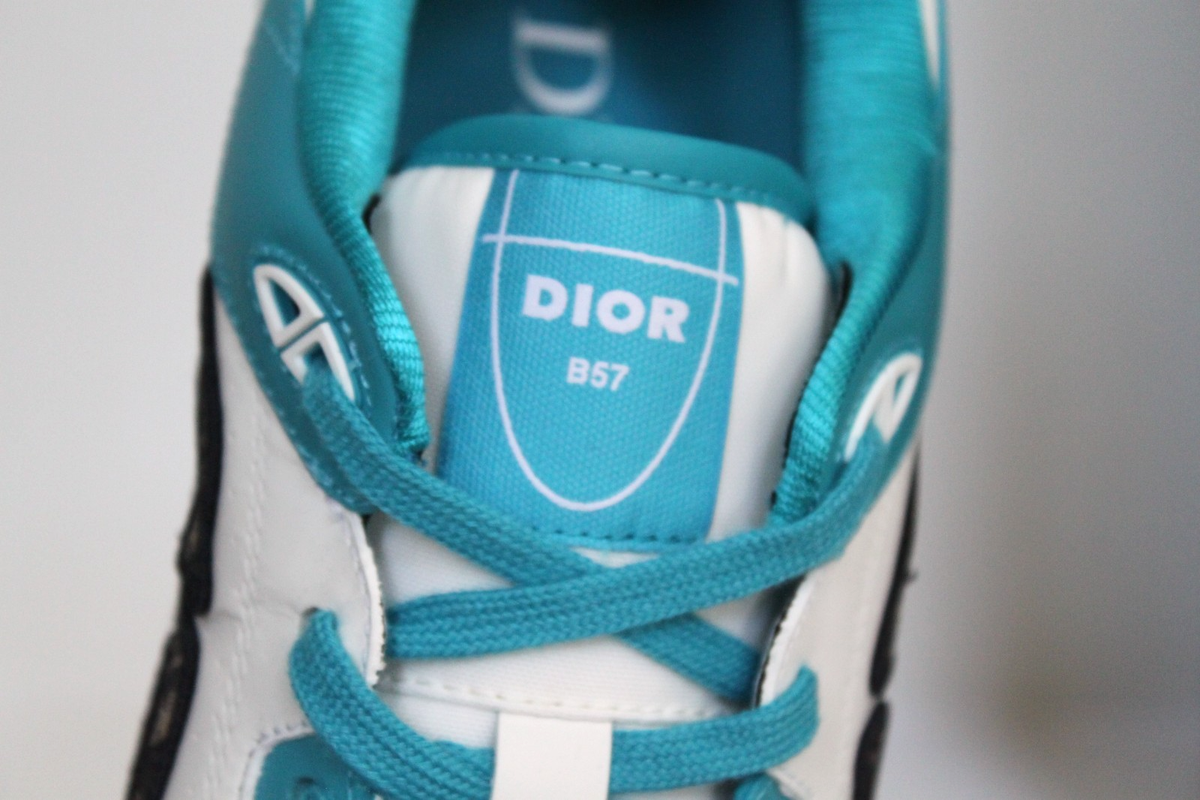 New sz 11 / 44 DIOR B57 Dribble White Blue Logo Lace up Low Top