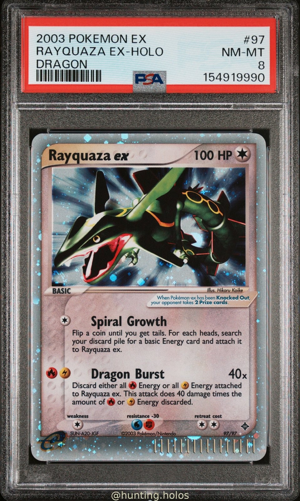 Rayquaza EX Holo 97/97 PSA 8 EX Dragon Pokemon