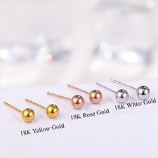 18K Yellow Gold Ball stud Earrings Ear studs Women Men Unisex 3mm or 4mm