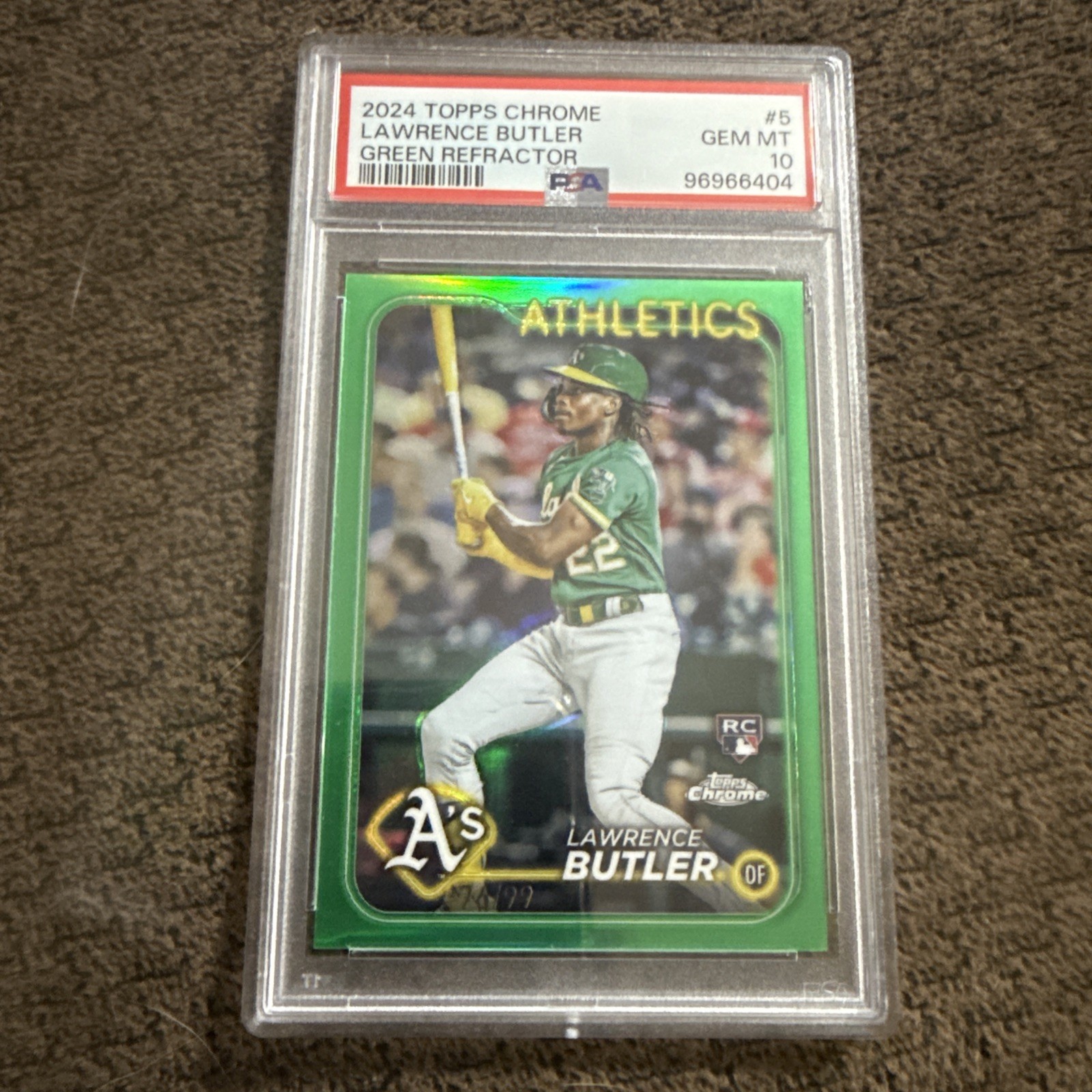 2024 Topps Chrome Lawrence Butler Green Wave Refractor /99 #5 Color Match PSA 10