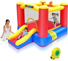 Inflatable Indoor Bounce House for Kids 3-6 Air Blower Playing House With Slide