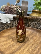 Carltonware Rouge Royal Hand painted Bud Vase Gilt Floral Perfect 6 ? B4