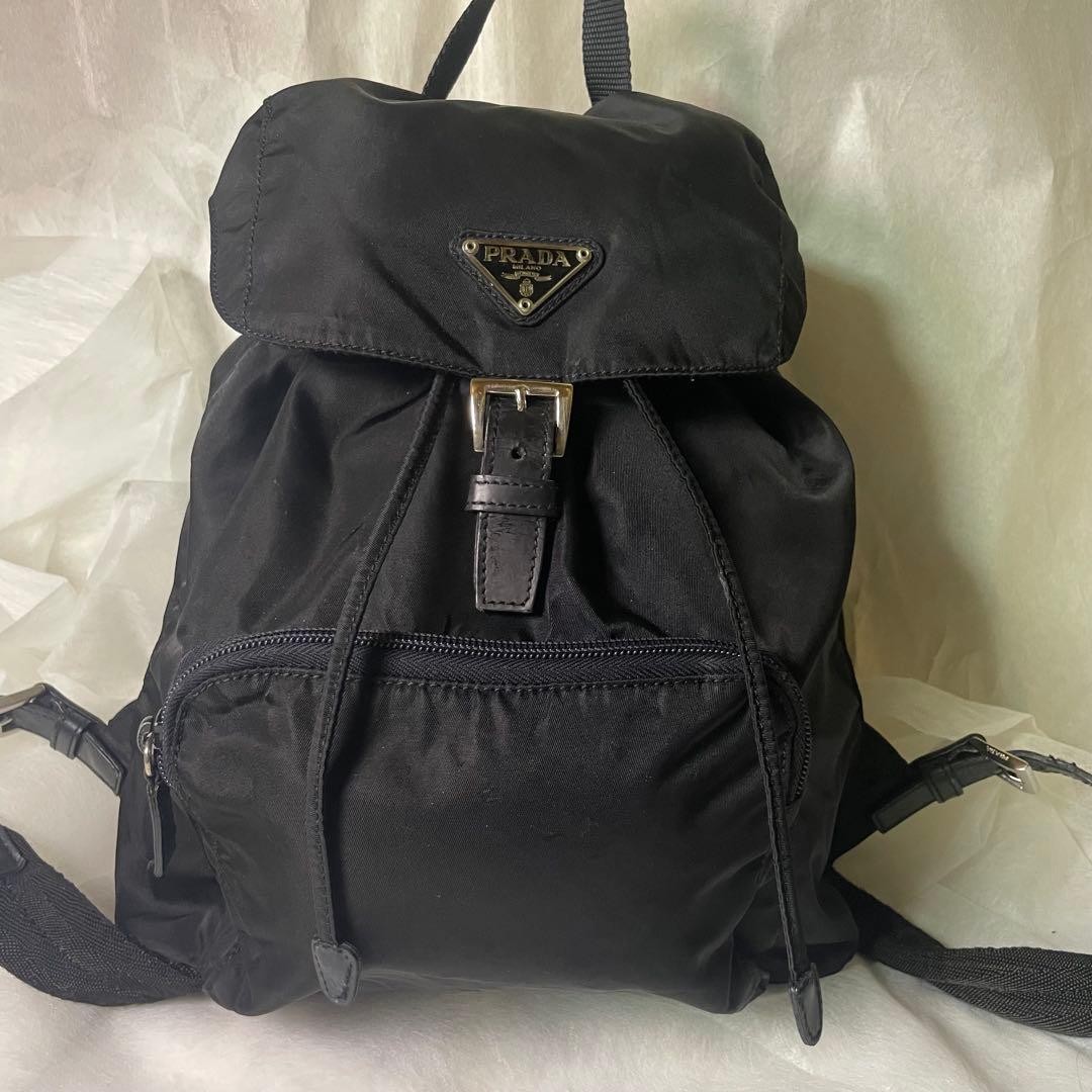 PRADA Backpack Drawstring Type Triangle Logo Nylo… - image 1