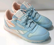 Reebok Classic leather Girl's US size 3 SKYBLUE PINK