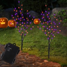 Lighted Halloween Tree Branches, 30IN 100LED Artificial Black Twig Branch wit...