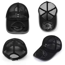 Outdoor Solar Fan Cap With USB Charging - 3-S...