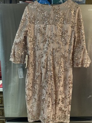 alex evenings dress rose gold size 16 new with tags