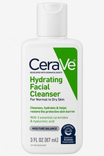 CeraVe Hydrating Facial Cleanser, Normal-Dry Skin, Hyaluronic Acid, 3 fl oz
