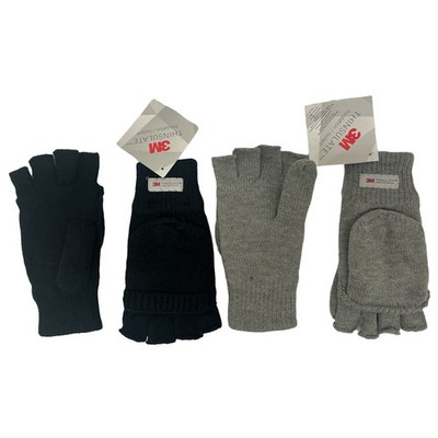 3M THINSULATE Lined Women's Knit Fingerless Gloves Convertible Mittens, 2 Pack