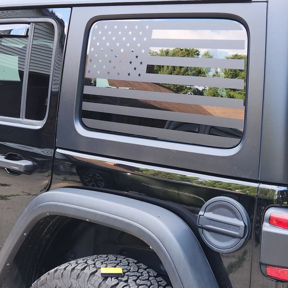 PAR de calcomanías adhesivas de bandera americana de un color para Jeep Wrangler Unlimited todo el año Foto 2 de 2