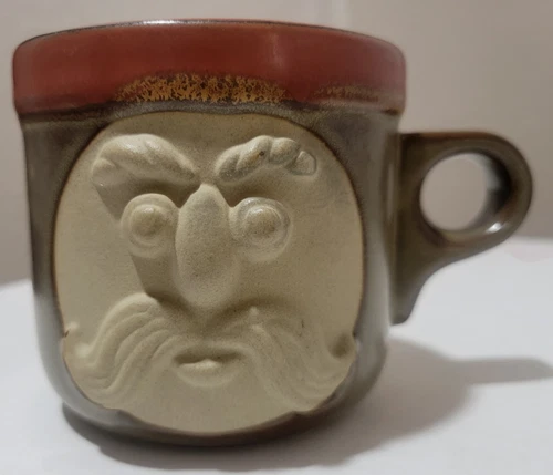 Fitz & Floyd Coffee Mug Stoneware Mustache Protector Vintage 3D Face Fathers Day