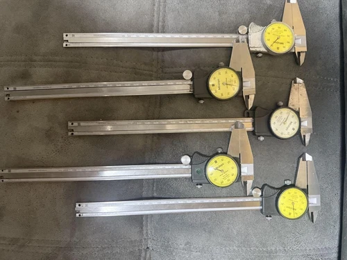 Set of 5 Mitutoyo Dial Indicators – 60mm Face, Precision Tools, Yellow Dial