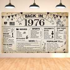 50Th Birthday Party Decorations, Vintage Back in 1976 Banner 50 Year Old Birthda