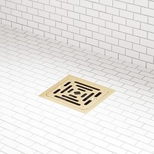 Adelphi 4-1/2" Pattern Grate Square Shower Drain-Brushed Gold