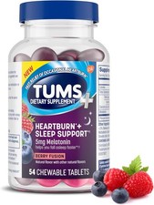 TUMS Heartburn Plus Sleep Support Chewable Dietary Supplement Tablets for...