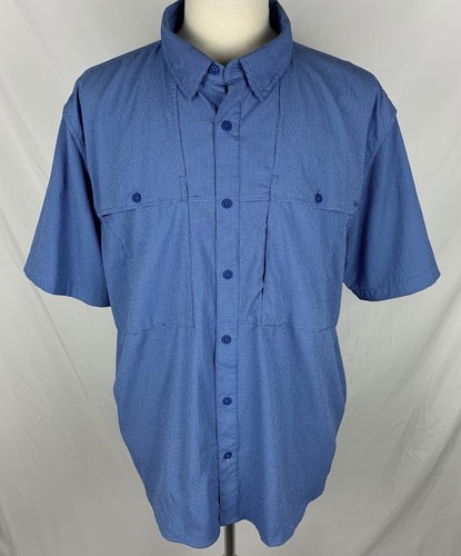 ORVIS Open Air Caster Mens SIZE XL Active Fit Blue Seersucker Button Down Shirt